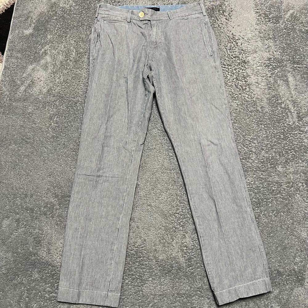 Alex Mill Pants Womens 30 (32x30.5) White And Blue Striped Chino Ankle